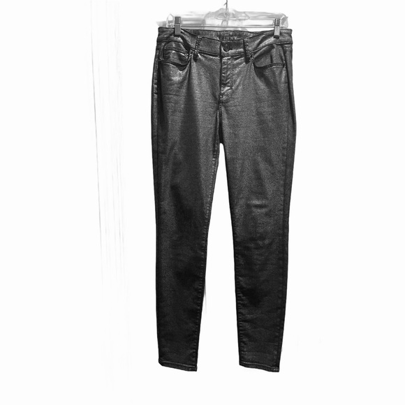 LIKE NEW! WHBM Silver Coated Denim Gray - Picture 3 of 6